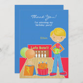 Vielen Dank Bowling Party Flat Card Dankeskarte (Vorne/Hinten)