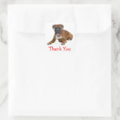 Vielen Dank Boxer Puppy Dog Grußaufkleber Quadratischer Aufkleber (Tasche)