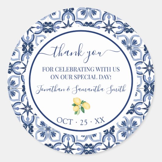 Vielen Dank, Brautparty Lemons Mediterranean Runder Aufkleber (Vorderseite)