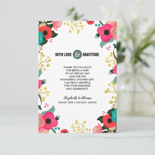 Vielen Dank Brautparty Moderne Blumenkarte Dankeskarte (Stehend Vorderseite)