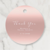 Vielen Dank Brautparty Sweet 16. Ombre Blush Geschenkanhänger (Rückseite)