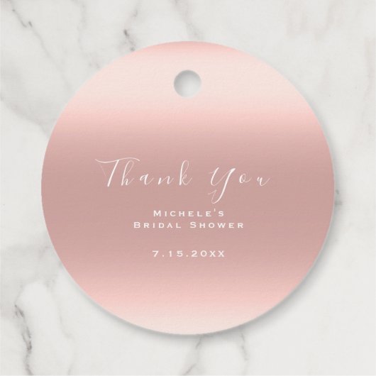 Vielen Dank Brautparty Sweet 16. Ombre Blush Geschenkanhänger (Rückseite)