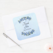 Vielen Dank & Bride & Groom Names Blue Peony Quadratischer Aufkleber (Umschlag)