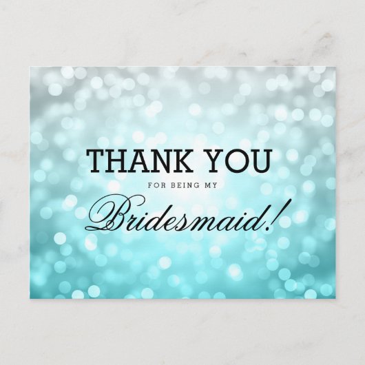 Vielen Dank Bridesmaid Beach Ombre Glitzer Lights Postkarte (Vorderseite)
