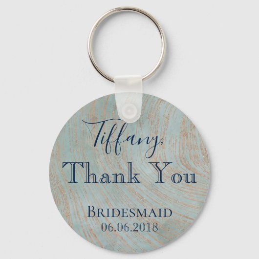 Vielen Dank, Bridesmaid Blue und Kupfer Schlüsselanhänger (Vorderseite)