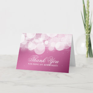 Vielen Dank, Bridesmaid Glow & Sparkle Pink Dankeskarte