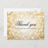 Vielen Dank, Bridesmaid Gold Glitzer Lights Postkarte (Vorne/Hinten)