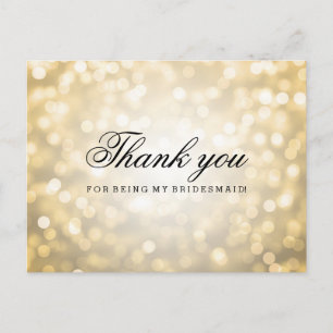 Vielen Dank, Bridesmaid Gold Glitzer Lights Postkarte
