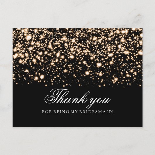 Vielen Dank Bridesmaid Gold Midnight Glam Postkarte (Vorderseite)