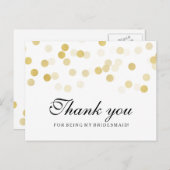 Vielen Dank Bridesmaid Imitats Gold Foil Glitzer L Postkarte (Vorne/Hinten)