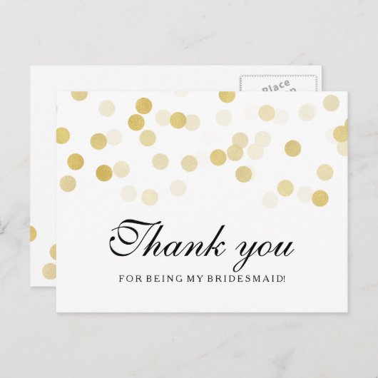 Vielen Dank Bridesmaid Imitats Gold Foil Glitzer L Postkarte (Vorne/Hinten)