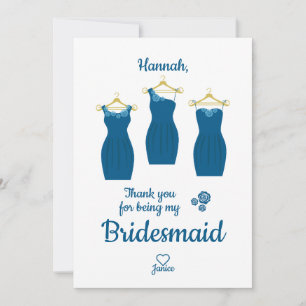 Vielen Dank Bridesmaid mit Kleider in Blue Shades Dankeskarte