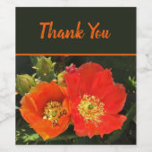 Vielen Dank Bright Cactus Blume Wertschätzung Weinetikett (Einzelnes Label)