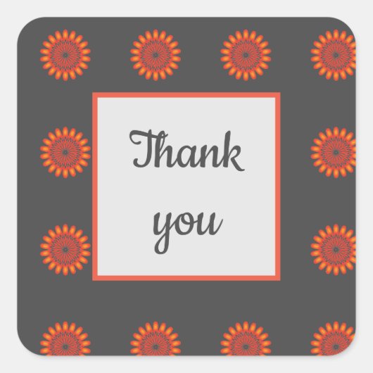 Vielen Dank Bright Orange Blume Pattern Floral Quadratischer Aufkleber (Vorderseite)