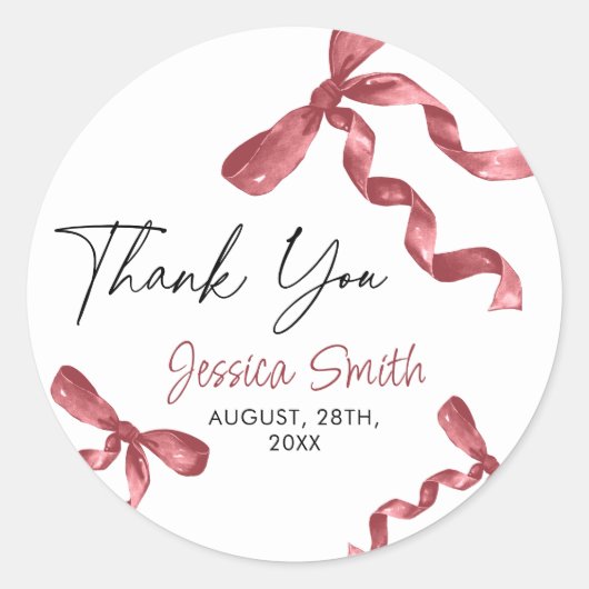 Vielen Dank, Burgundy Maroon Bow Sticker (Vorderseite)