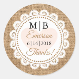 Vielen Dank, Burlap Personalisierte Wedding Sticke Runder Aufkleber