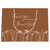 Vielen Dank Burnt Orange Wildblume Sketch Custom Große Geschenktüte (Vorderseite)