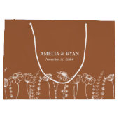 Vielen Dank Burnt Orange Wildblume Sketch Custom Große Geschenktüte (Rückseite)