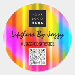 Vielen Dank Business Holograph QRCode Logo Rainbow Runder Aufkleber