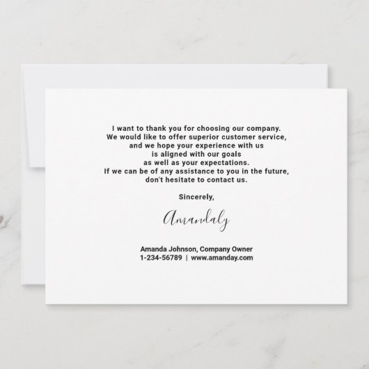 Vielen Dank Business Insert Logo-Minimalwert Weiß Einladung (Rückseite)