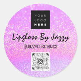 Vielen Dank Business Packaging Glitzer Pink QR-Log Runder Aufkleber