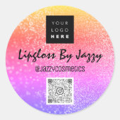 Vielen Dank Business Packaging Pink Glitzer QRCode Runder Aufkleber (Vorderseite)