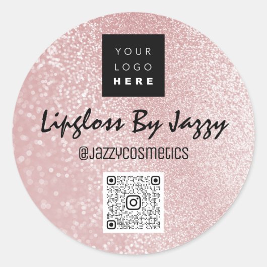 Vielen Dank Business Packaging Rose Glitzer QR-Cod Runder Aufkleber (Vorderseite)