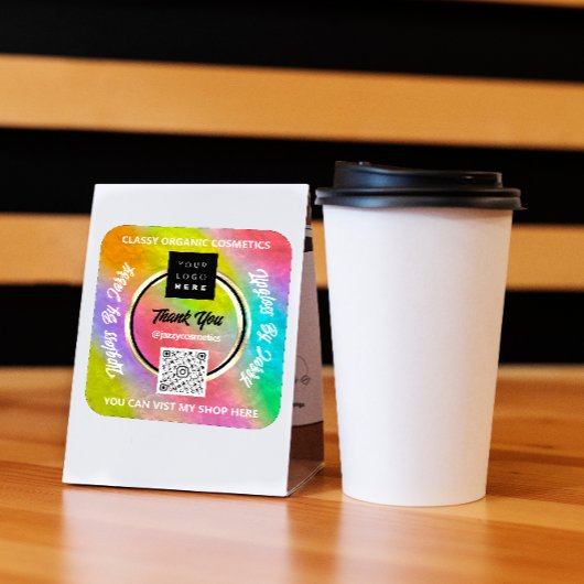 Vielen Dank Business QR Code Logo Rainbow Holograp Quadratischer Aufkleber