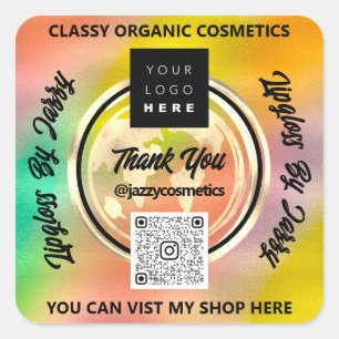 Vielen Dank Business QRCode Logo World Earth Holog Quadratischer Aufkleber