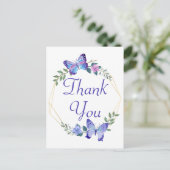 Vielen Dank Butterflies Blue Butterfly Wedding Par Postkarte (Stehend Vorderseite)