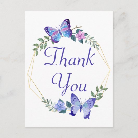 Vielen Dank Butterflies Blue Butterfly Wedding Par Postkarte (Vorderseite)