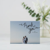 Vielen Dank Calligraphy Elegant Chic Foto Postcard Postkarte (Stehend Vorderseite)