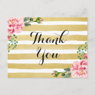 Vielen Dank, Calligraphy Script Floral Gold Streif Postkarte