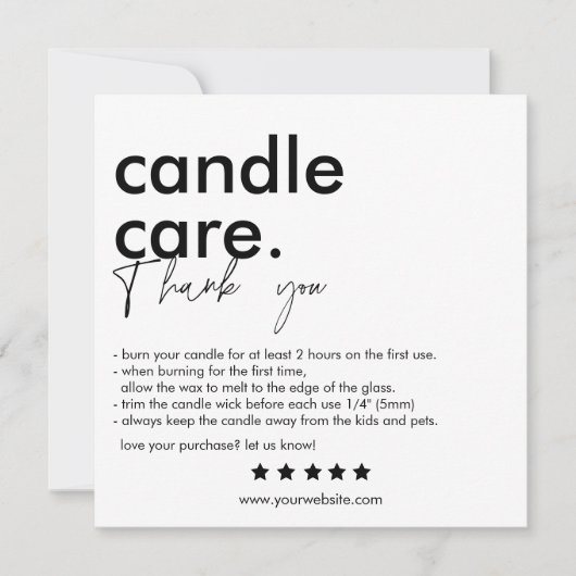 Vielen Dank Candle Care Modern Business Card Dankeskarte (Vorderseite)