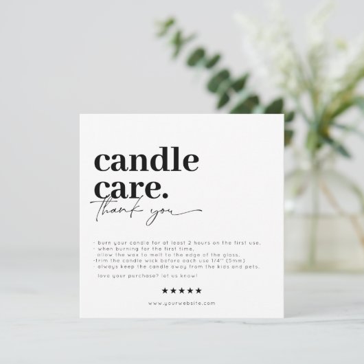 Vielen Dank Candle Care Modern Business Card Dankeskarte (Stehend Vorderseite)