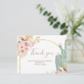 Vielen Dank Card Boho Cactus Pink Blume Dankeskarte (Stehend Vorderseite)