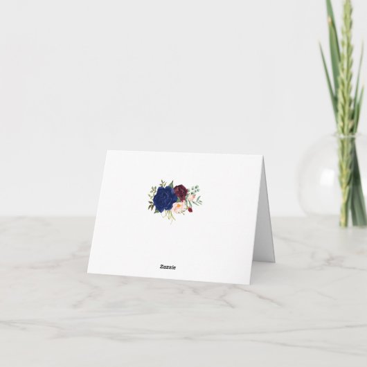 Vielen Dank Card Boho Navy Blumenzehen geklappt Dankeskarte (Rückseite)