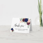 Vielen Dank Card Boho Navy Blumenzehen geklappt Dankeskarte (Vorderseite)
