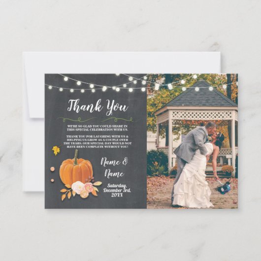 Vielen Dank Card Foto Pumpkin Lights Jar Chalk Einladung (Vorderseite)
