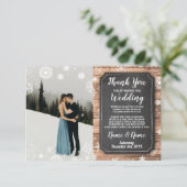 Vielen Dank Card Foto Rustikale Winterschneeflocke Einladung (Stehend Vorderseite)