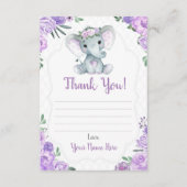 Vielen Dank Card Girl Elephant Dusche mit Blume Begleitkarte (Vorderseite)