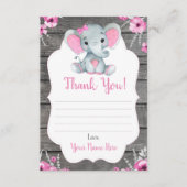 Vielen Dank Card Girl Elephant Dusche mit Blume Begleitkarte (Vorderseite)