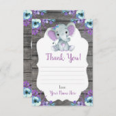 Vielen Dank Card Girl Elephant Dusche mit Blume Begleitkarte (Vorne/Hinten)
