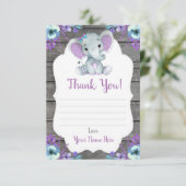 Vielen Dank Card Girl Elephant Dusche mit Blume Begleitkarte (Stehend Vorderseite)