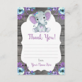 Vielen Dank Card Girl Elephant Dusche mit Blume Begleitkarte