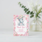 Vielen Dank Card Girl Elephant Dusche mit Blume Begleitkarte (Stehend Vorderseite)