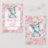 Vielen Dank Card Girl Elephant Dusche mit Blume Begleitkarte (Vorne/Hinten)