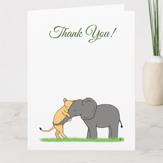 Vielen Dank Card- Lion und Elefant Dankeskarte (Vorderseite)