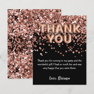 Vielen Dank Card Modern Black Rose Gold Glitzer Einladung
