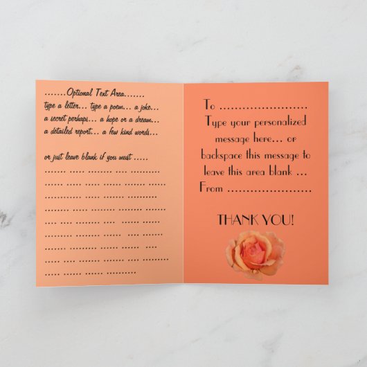 Vielen Dank Card Orange Rose Custom Grußkarte Dankeskarte (Innenseite)